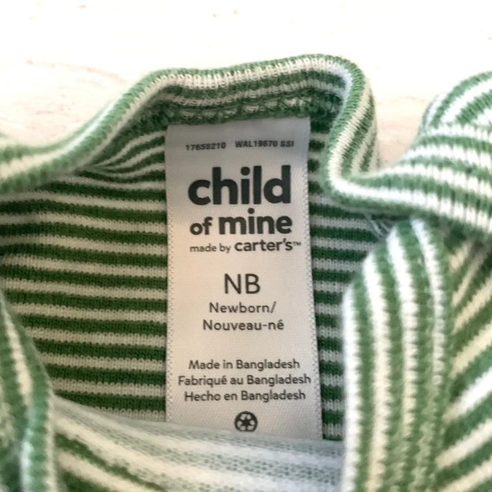Carters NB Baby Boy Outfit Green Car Bodysuit Navy Blue Fleece Pants Newborn